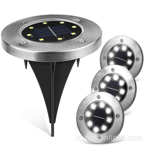 Wason hot sale 8led auto on/off malam disk keamanan powered led garden light walkway lampu solar outdoor lampu tanah